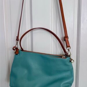Valentina Teal Leather Crossbody- genuine Italian leather-new without tags